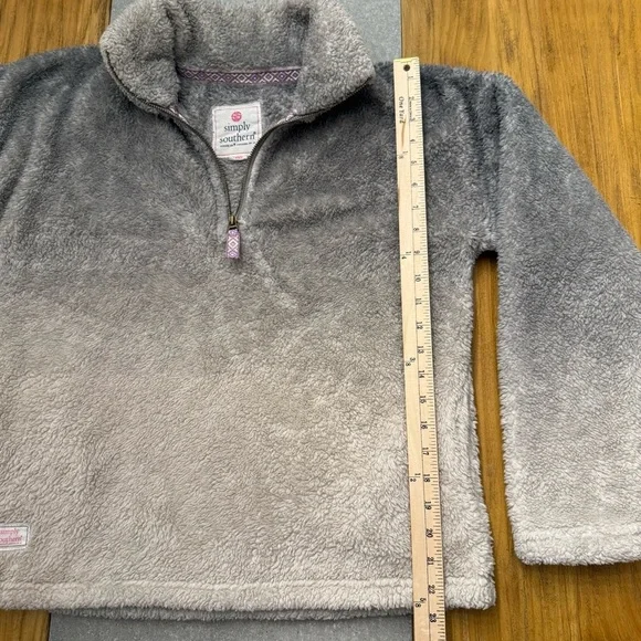 Simply Southern Sherpa Fleece Quarter Zip Pullover Ombre Gray Beige Large - Picture 9 of 10